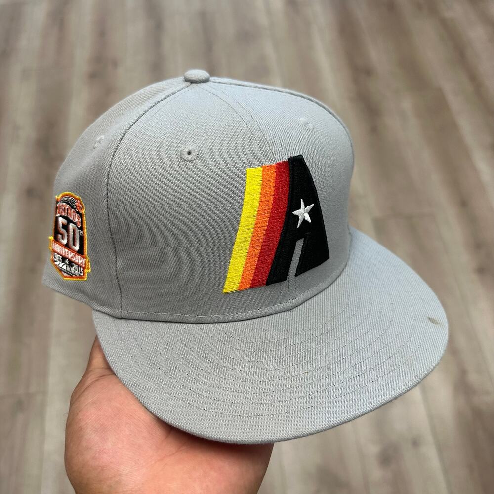 New Era Houston Astros 50th Anniversary Fresh Gray Edition Fitted Hat sz 7 1/4